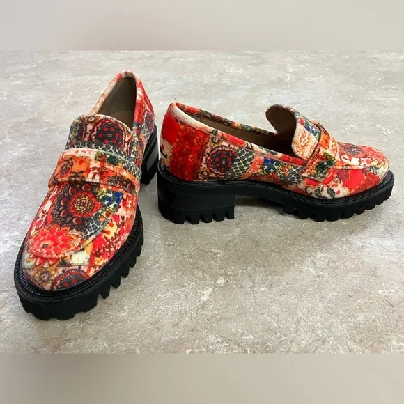 Laura Ashley Aerosols Aware chunky lug sole loafers 70s 80s Y2K floral sz 7 NWOB - Picture 4 of 6